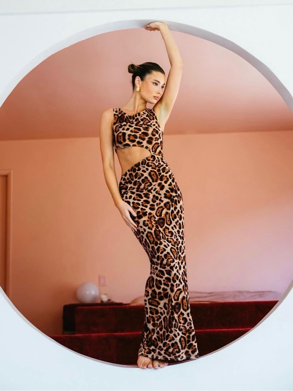 Skatie Royale Leopard Print Ida Mesh Maxi Dress